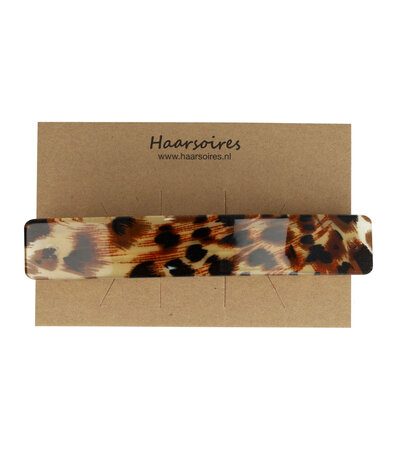 Haarspeld Recht Panter Print 10,5cm Bruin