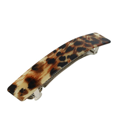 Haarspeld Recht Panter Print 10,5cm Bruin