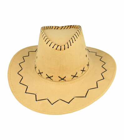 Cowboyhoed Stiksel Zwart Beige