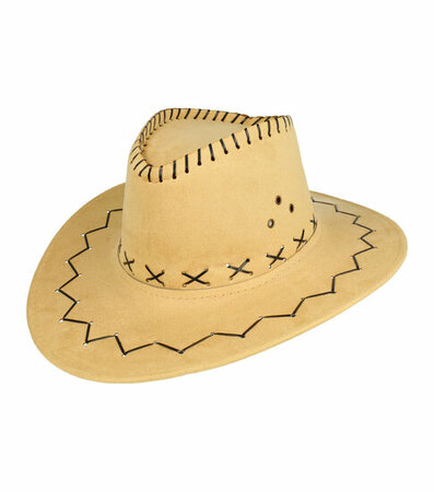 Cowboyhoed Stiksel Zwart Beige