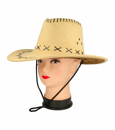 Cowboyhoed Stiksel Zwart Beige