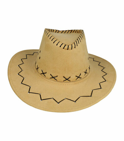 Cowboyhoed Stiksel Zwart Beige
