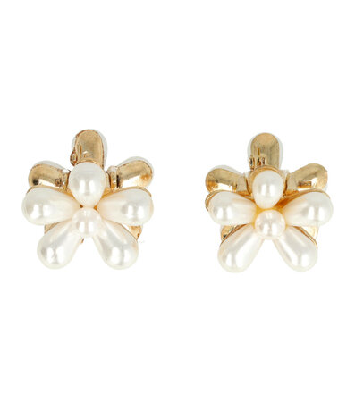 Haarklemmen Parel Bloem Klein 2cm Goud Wit