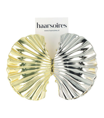 Haarklemmen Set Metaal Schelp 9,5cm Goud Zilver 2 Stuks