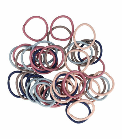 Haarelastieken Dun Klein 50 Stuks 2cm Naturel Bruin Blauw Roze