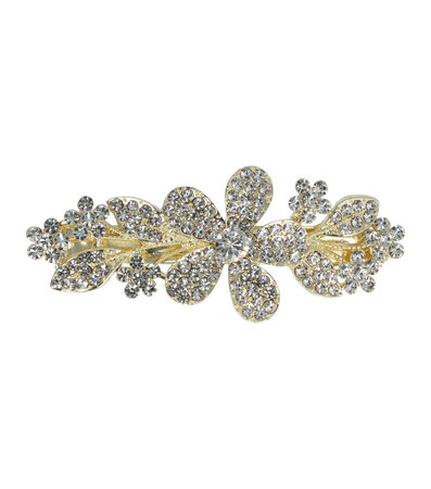 Haarspeld Bloemen Strass Steentjes 6,5cm Zilver Goud