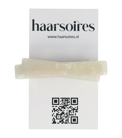 Haarspeld Marmer Print Duo Recht Anti Slip 6,5cm Creme