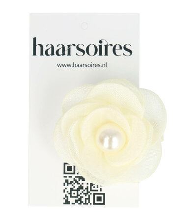 Duckklem Roos Bloem Parel 5cm Creme