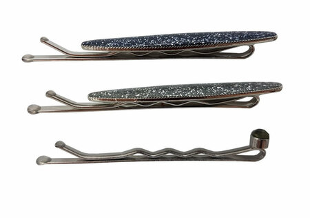 Haarspeld Schuifspeldjes Ovaal Glitter Zilver