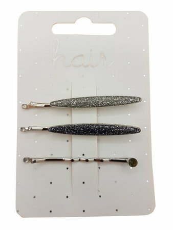 Haarspeld Schuifspeldjes Ovaal Glitter Zilver