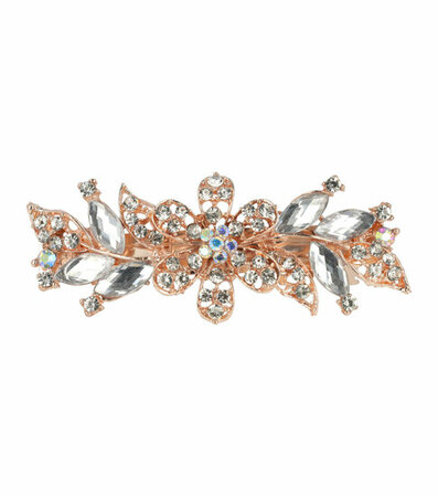 Haarspeld Bloem Vorm  9cm Strass Facet Stenen Transparant Wit
