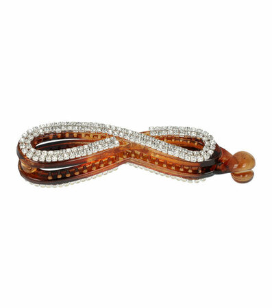 Haarspeld Bananenklem Infinity Strass Bruin Zilver