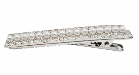 Haarspeld Duckklem Parel Strass Steentjes Zilver