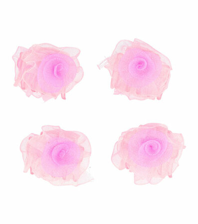 Haarspeld Klemmen Roos Bloem Chiffon Stof 3cm Roze