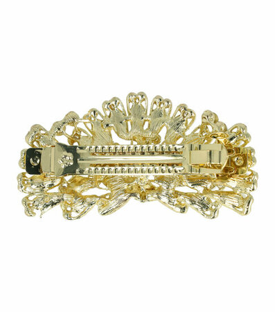Haarspeld Pauw Vogel Parel Strass Metaal 8,5cm Goud
