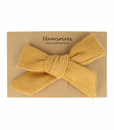 Haarspeld Duckklem Strik Rib Stof 8cm Licht Bruin