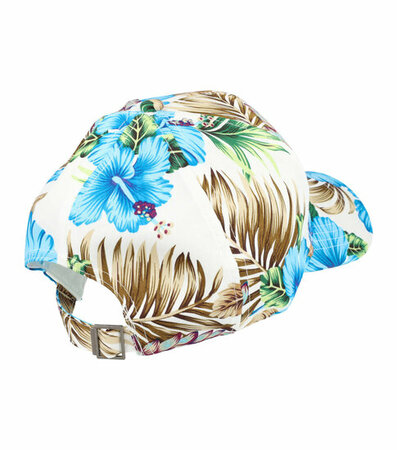 Cap Pet Tropische Bloemen Patroon Maat 54cm - 58cm Color Blauw Wit Tropical Flower