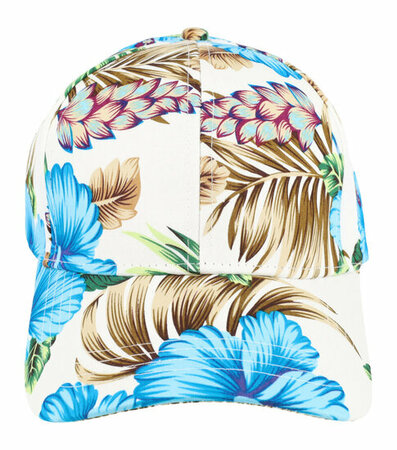 Cap Pet Tropische Bloemen Patroon Maat 54cm - 58cm Color Blauw Wit Tropical Flower