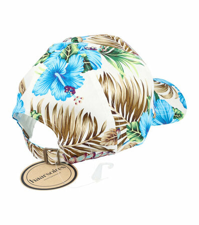 Cap Pet Tropische Bloemen Patroon Maat 54cm - 58cm Color Blauw Wit Tropical Flower