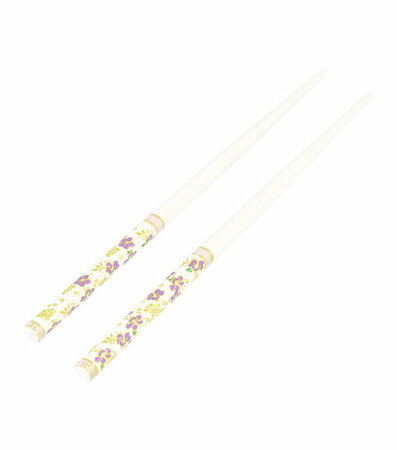 Haarpinnen Bloemen Patroon Hout 18cm Wit