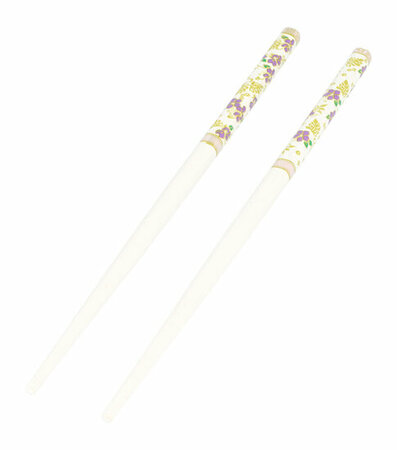 Haarpinnen Bloemen Patroon Hout 18cm Wit