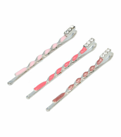Schuifspeldjes Gedraaid Strass Steentjes Roze