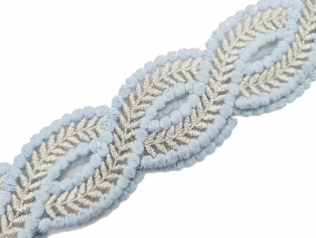 Haarband Gevlochten Patroon Kant Zilver Blauw