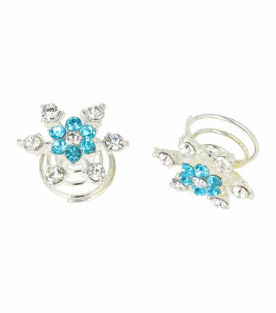 Curlies Strass IJs Bloem Zilver Blauw