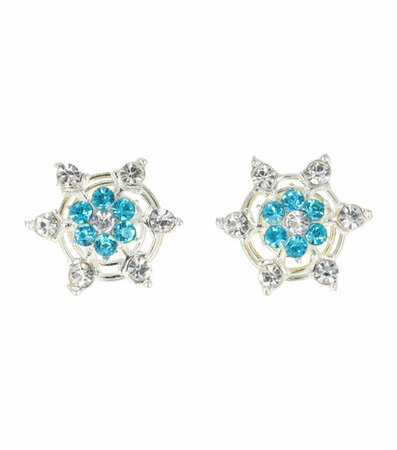Curlies Strass IJs Bloem Zilver Blauw