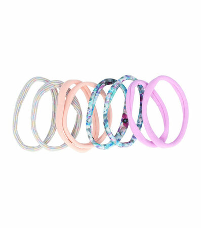 Haarelastieken Endless 8 Stuks Multi Color Roze Blauw Paars