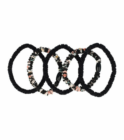 Haarelastieken Ribbel 5 Stuks Effen Print Zwart