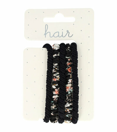 Haarelastieken Ribbel 5 Stuks Effen Print Zwart