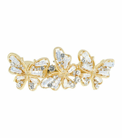 Haarspeld Vlinder Facet Strass Stenen Metaal 7cm Zilver Goud