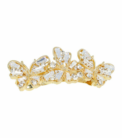 Haarspeld Vlinder Facet Strass Stenen Metaal 7cm Zilver Goud
