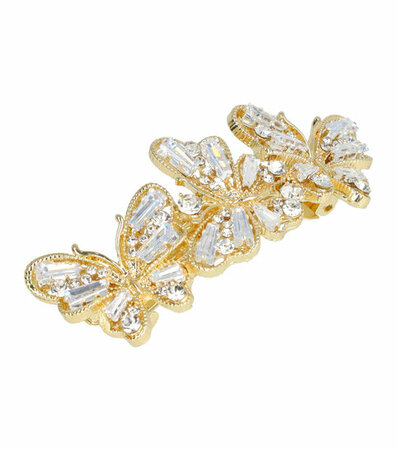 Haarspeld Vlinder Facet Strass Stenen Metaal 7cm Zilver Goud
