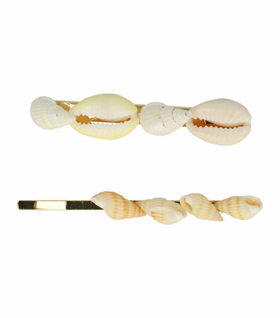 Haarspeld Duckklem Schuifspeldje Schelpen Goud Creme