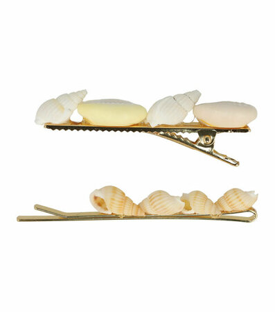 Haarspeld Duckklem Schuifspeldje Schelpen Goud Creme