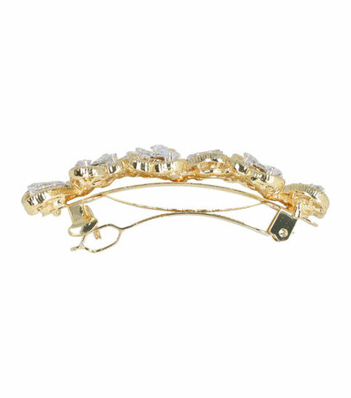 Haarspeld Bloem Facet Strass Stenen Metaal 6,5cm Zilver Goud