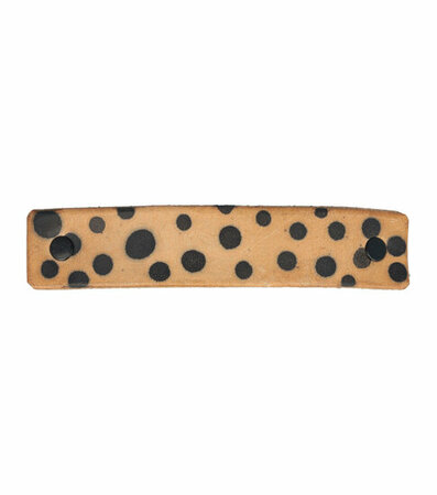 Haarspeld Groot Recht Leder Fantasie Print Stippen zwart Bruin