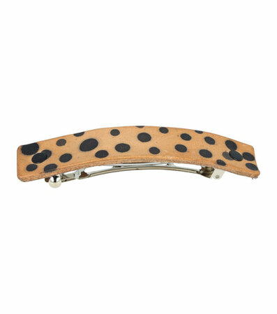 Haarspeld Groot Recht Leder Fantasie Print Stippen zwart Bruin
