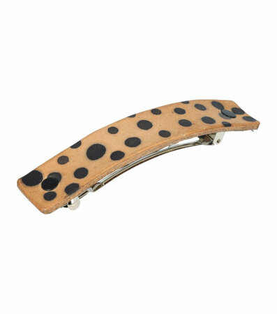 Haarspeld Groot Recht Leder Fantasie Print Stippen zwart Bruin
