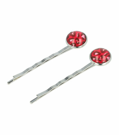 Haarspeld Schuifspeldjes Cirkel Vorm Panter Zilver Rood