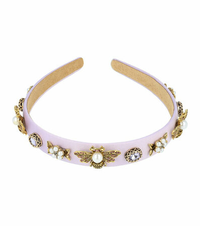 Haarband Diadeem Ornament Bloem Bij 2cm Goud Lila Paars