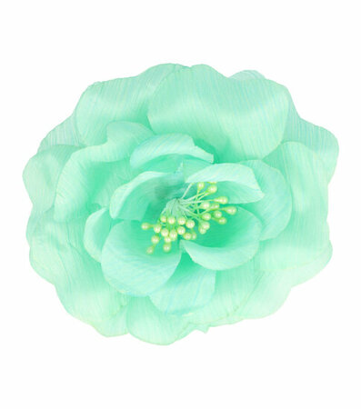 Haarspeld Duckklem Elastiek Broche Bloem Stof 10cm Groen