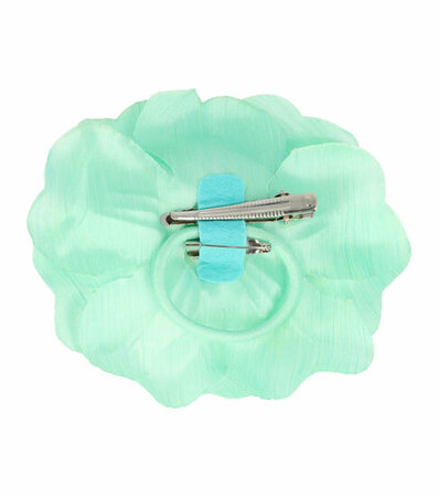 Haarspeld Duckklem Elastiek Broche Bloem Stof 10cm Groen