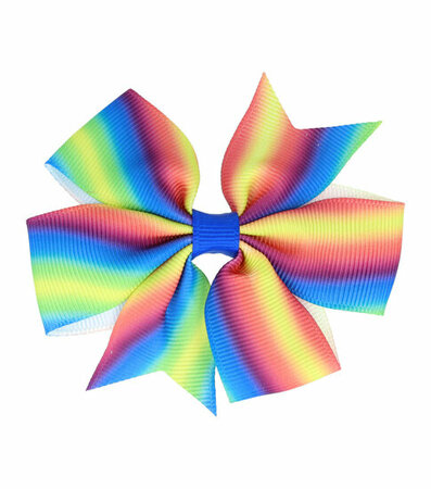 Haarspeld Duckklem Strik Stof 8cm Regenboog Groen