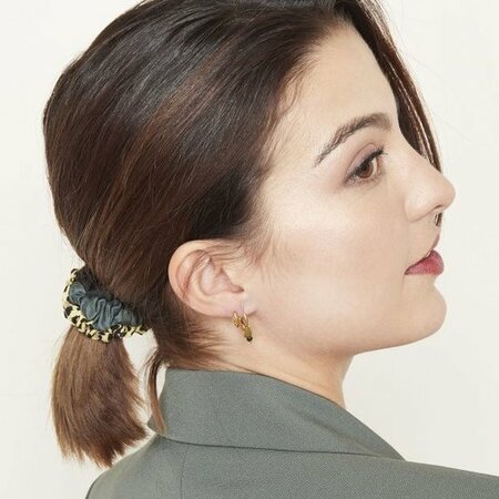 Scrunchie Haarelastiek Ruit Effen Geel