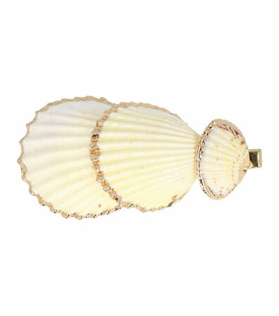 Haarspeld Duckklem Schelpen Ribbel Goud Creme