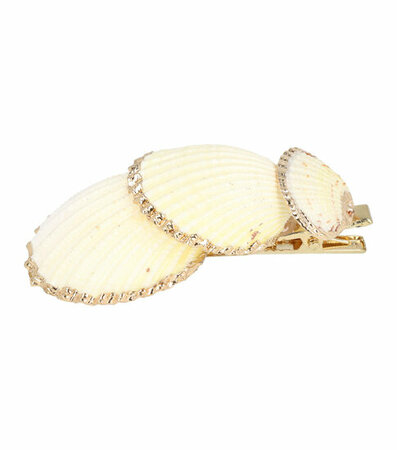 Haarspeld Duckklem Schelpen Ribbel Goud Creme