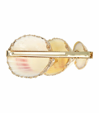 Haarspeld Duckklem Schelpen Ribbel Goud Creme